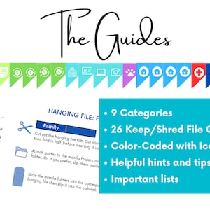 FEARLESS FILING komplettes Papier Organisationssystem 26 Kurz- und Einfach-Referenz-Aufbewahrungsanleitungen Checklisten/Tracker/Akten-Tabs - digitaler Download