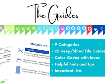FEARLESS FILING complete paper organization system 26 quick easy reference retention guides checklists/trackers/file tabs - digital download
