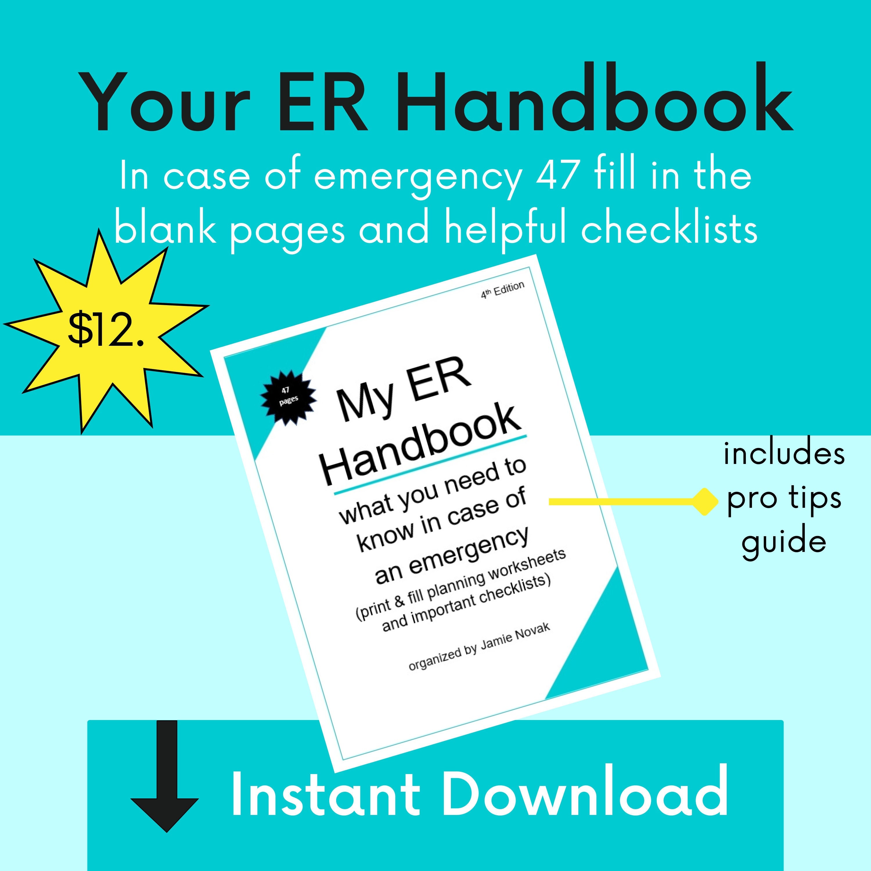 In Case of Emergency Fill in the Blank Handbook With Checklists INSTANT ...
