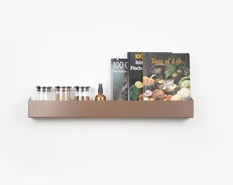 Kitchen Shelf / Brown Cookbook Stand / Metal Kitchen Rack / Floating Spice Rack / Wall Mounted Kitchen Storage / Over the Sink Organizer /