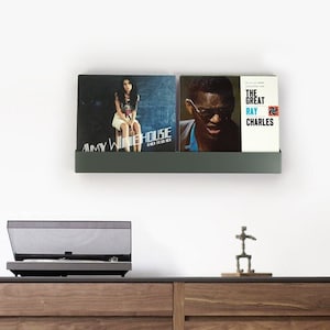 ManyfoldStore Vinyl Record Shelf / Wall Mount Record Holder /  Retro Vinyl Display Shelf made of Metal / Mid Century Modern LP Floating Rack