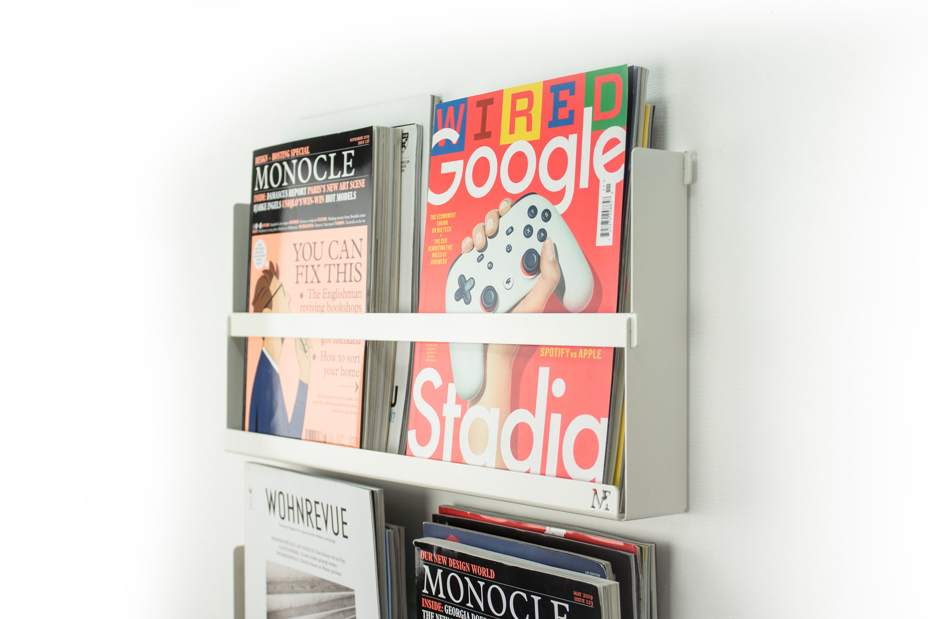 mDesign Metal Wall Mount Magazine Holder, Storage Organizer Rack e