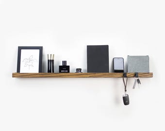 Wood and Metal Wall Organizer Shelf / Picture Ledge / Wall Frame Rail / Photograph Display Shelves / Photo Ledge / Entryway Organizer Shelf