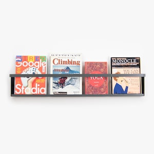 Gray Wall Mounted Magazine Holder / Book Shelf / Floating Magazine Rack by Manyfold Store / Minimalist Newspaper Holder / Dorm Room Shelf /