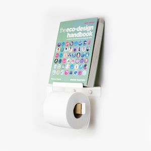 Porta fazzoletti in stile moderno di metà secolo / Porta carta igienica in metallo con ripiano in stile minimalista / Porta rotolo di carta igienica nero con ripiano per cellulare