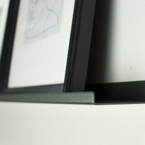 Dark Gray Picture Ledge 2.5inch / Wall Mounted Floating Shelves for Photo Display / Gallery Shelves in Gray Powder Coated Metal
