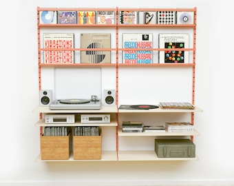 Wall Mounted Record Player Stand / Mid Century Desk Shelf / Vinyl Record Storage / Record Cabinet and Display Shelves