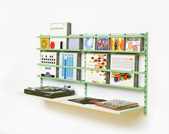 Easy Shelves- Retro Vinyl Record Display / Industrial Shelving Unit / Modular Custom Shelves / Wall Mounted Record Player Stand / Desk Shelf