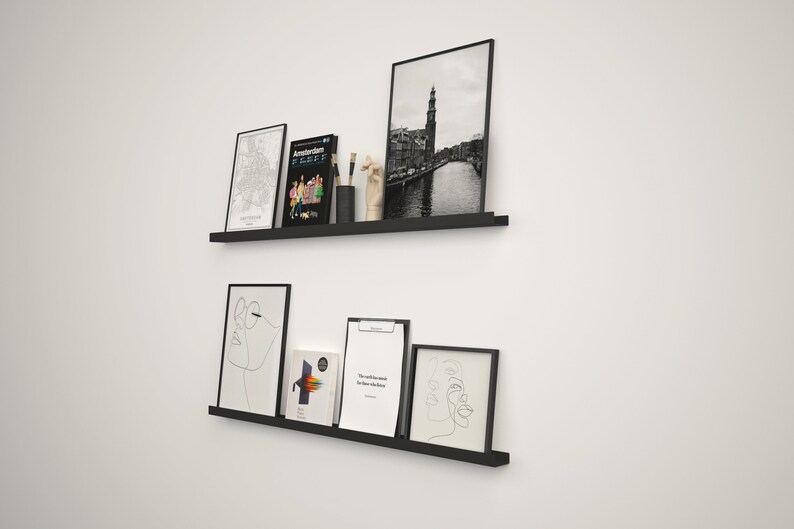 Picture Frame Shelf With Thicker Front Lid / Picture Ledge / Etsy