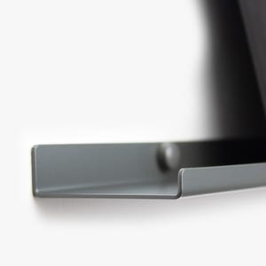 Gray Picture Ledge/ Wide Floating Shelf / Metal Picture Ledge / Floating Rail / Record Rack / Display Shelves / Wall Frame Rack /