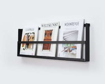 Black Magazine Rack for Wall / Minimalist Living Room Design Object /Wall Mount Magazine Storage and Display / Bookshelf Decor for Wall