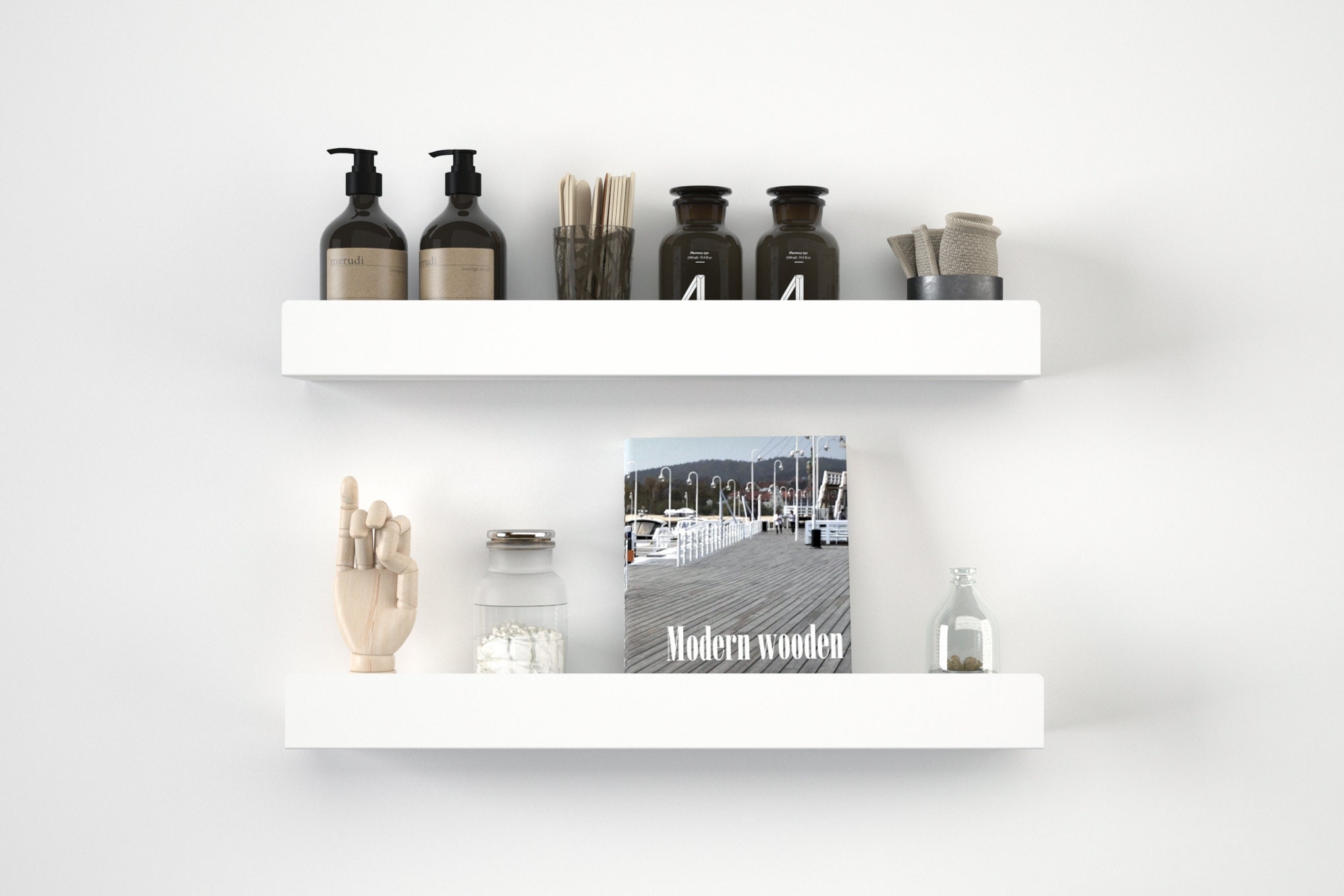White Modern Shower Shelf , Bathroom Sfelf, Floating Shelf, Bathroom Shelves,  Minimalist Shelves, Industrial Accessories, DOCIA -  Sweden