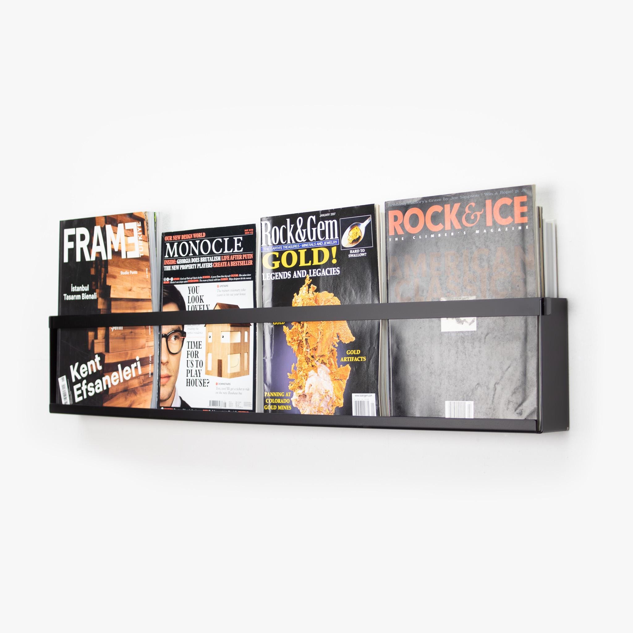 Gray Wall Mounted Magazine Holder / Book Shelf / Floating Magazine Rack ...