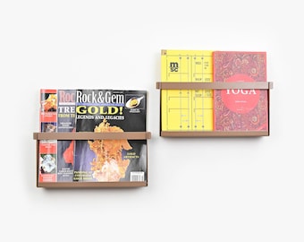 Wall Mounted Magazine Holder / Brown Book Shelf / ZenRack by Manyfold Store /Newspaper Holder / Dorm Room Shelf/ Office Rack /Floating Shelf