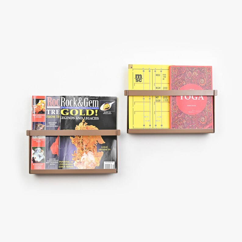 Black Wall Mounted Magazine Holder / Book Shelf / Floating Magazine ...
