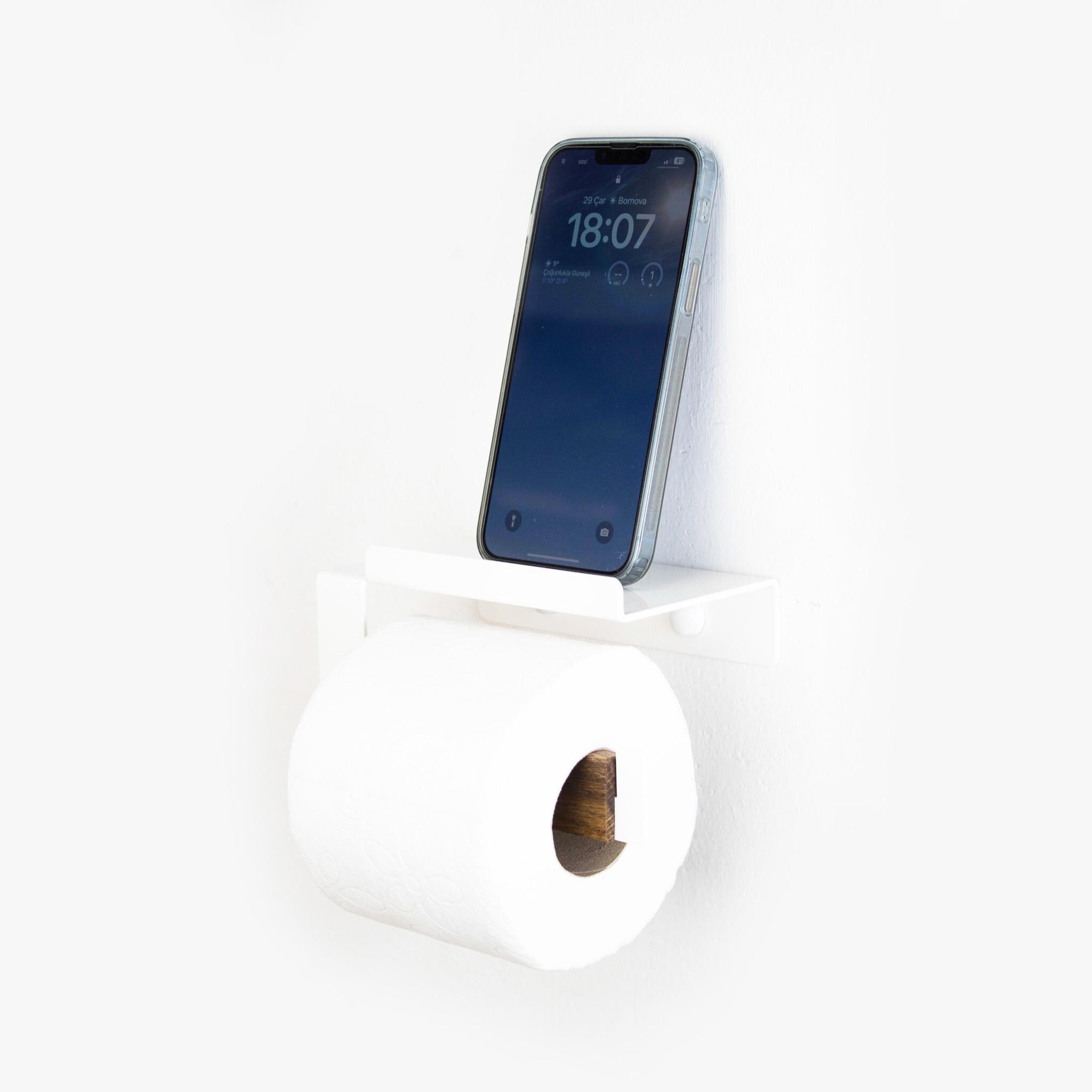 Toilettenpapierhalter Mit Handyablage – Selbstklebend Oder Schraubmontiert, Schwarz, Edelstahl