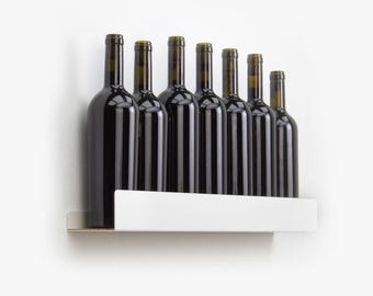 Metal Bar Shelf / White Bottle Display / Wall Hanging Liquor Rack / Barware / Whiskey Bar Display / Wine Glass Holder / Groomsmen Gifts