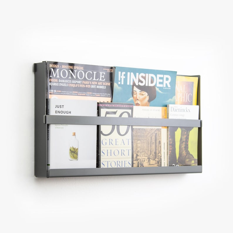 Monocle Display Rack Wall Mounted Big Magazine Rack / Magazine and Book Holder / Gift for ...