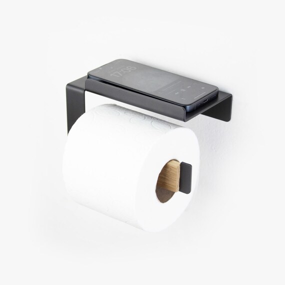 Toilettenpapierhalter Aus Eisen – Schwarz Satiniert, Mit Stauraum Für 3 Ersatzrollen, 63,5 Cm Hoch