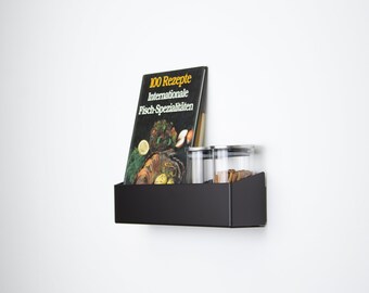 Spice Rack/ Floating Spice Shelf/ Spice Jar Organizer/ Wall Mount Kitchen Rack/ Metal Gray Supplement Storage/ Space Saving Kitchen Shelves
