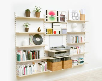 Modular Open Shelving Unit and Record Player Stand / Industrial Style Wall Mounted Bookshelves and Plant Shelf / Custom Shelves