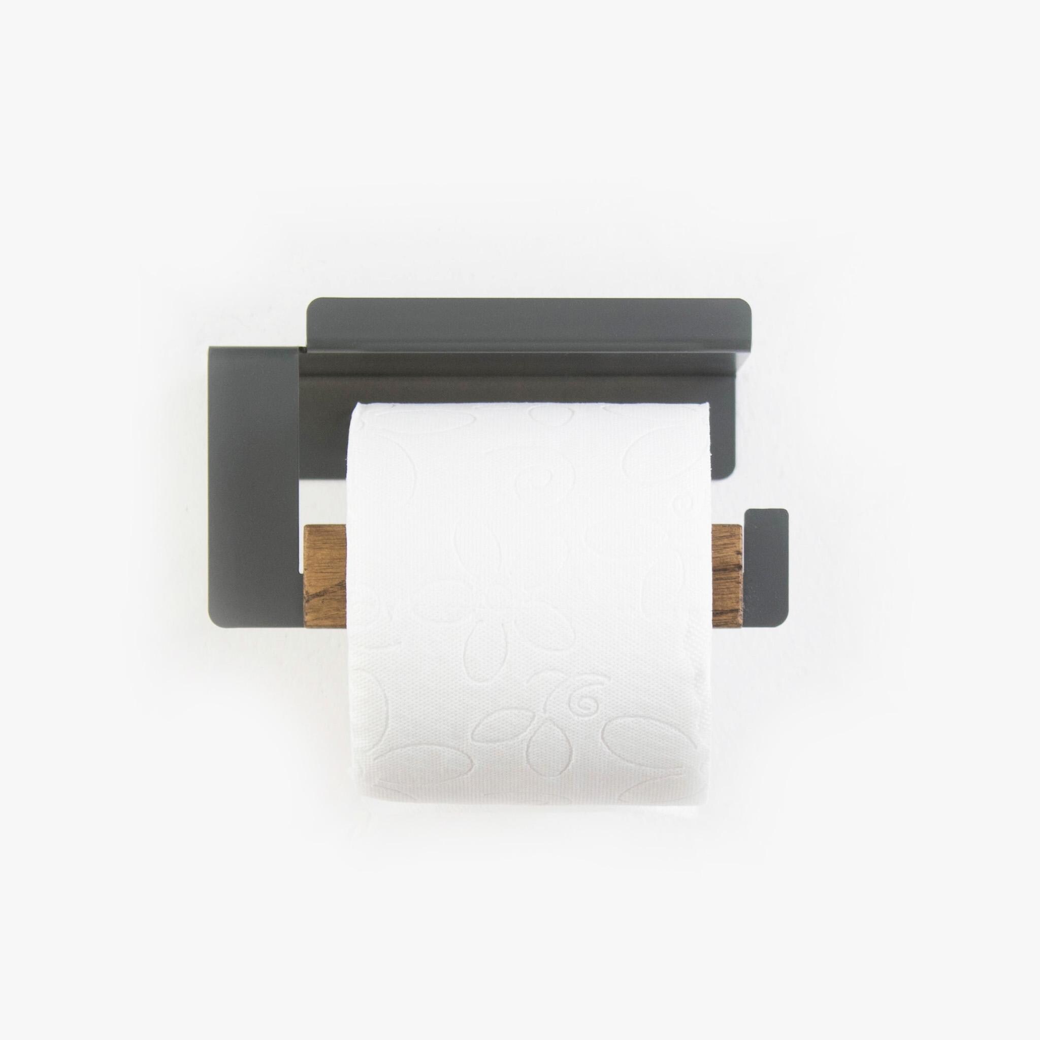 Toilettenpapierhalter Mit Handyablage – Selbstklebend Oder Schraubmontiert, Schwarz, Edelstahl