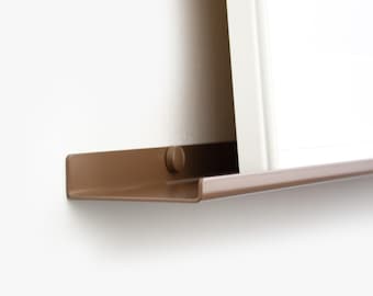 Floating Picture Shelf / Wide Photo Rail / Metal Picture Ledge / Floating Ledge / Brown Record Ledge / Display Shelves / Slim Frame Rack /