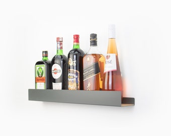 Metal Bar Shelf / Wall Mounted Wine Rack / Floating Bar Shelf/ Liquor Shelves/ Whiskey Bar Display / Bottle Holder / Minimalist Barware /