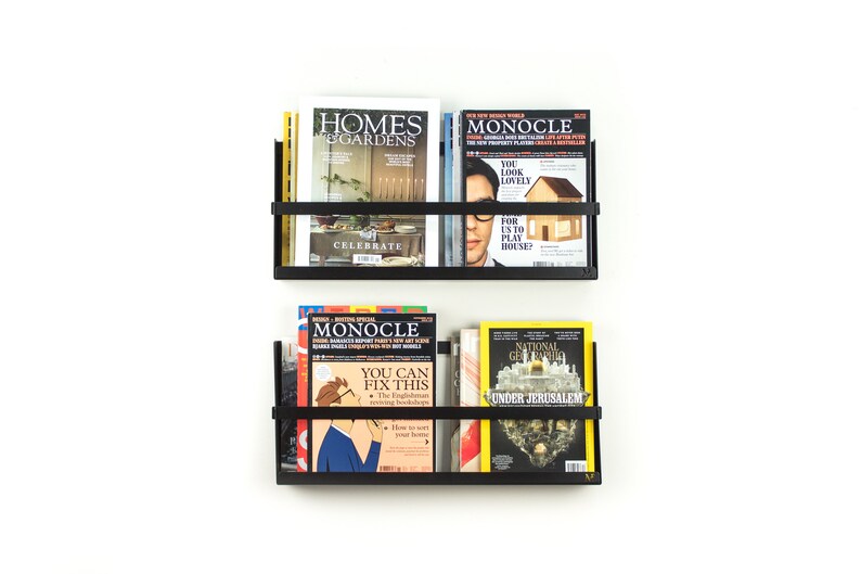 Black Magazine Rack for Wall / Minimalist Living Room Design Etsy