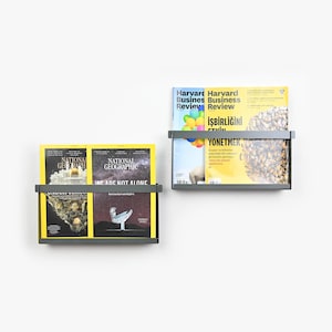 Wall Mounted Magazine Rack by ManyfoldStore / Wall Mounted Brochure Rack / Minimalist BookShelf / Now Reading Book Shelf / Caravan Shelf
