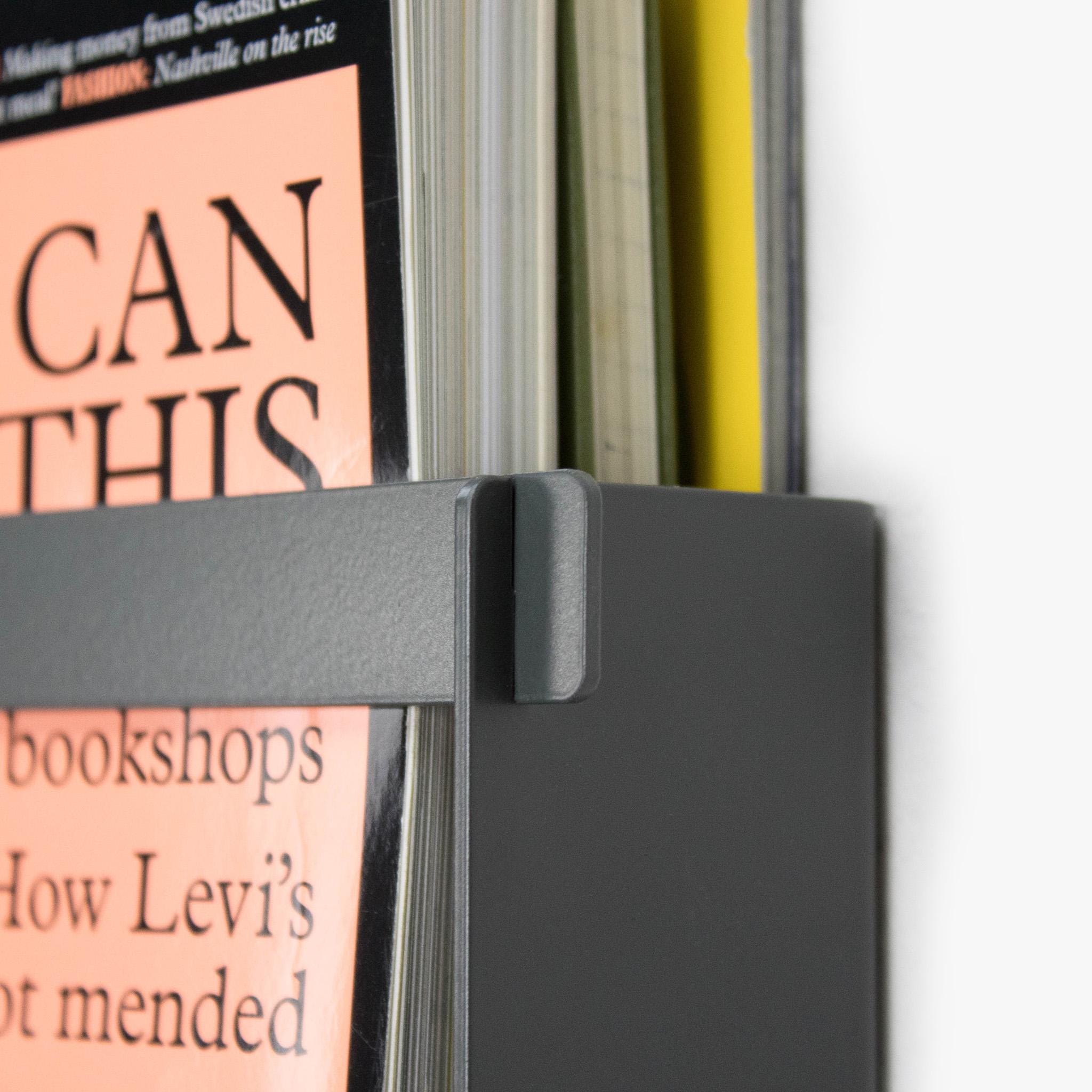Gray Wall Mounted Magazine Holder / Book Shelf / Floating Magazine Rack ...