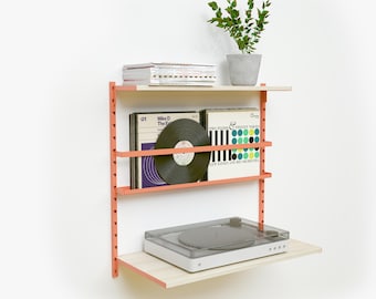 Mid-Century Modern Vinyl Record Wall Shelving Unit / Bauhaus Style Record Display/ Industrial Retro Display Shelf  / Record Player Stand /