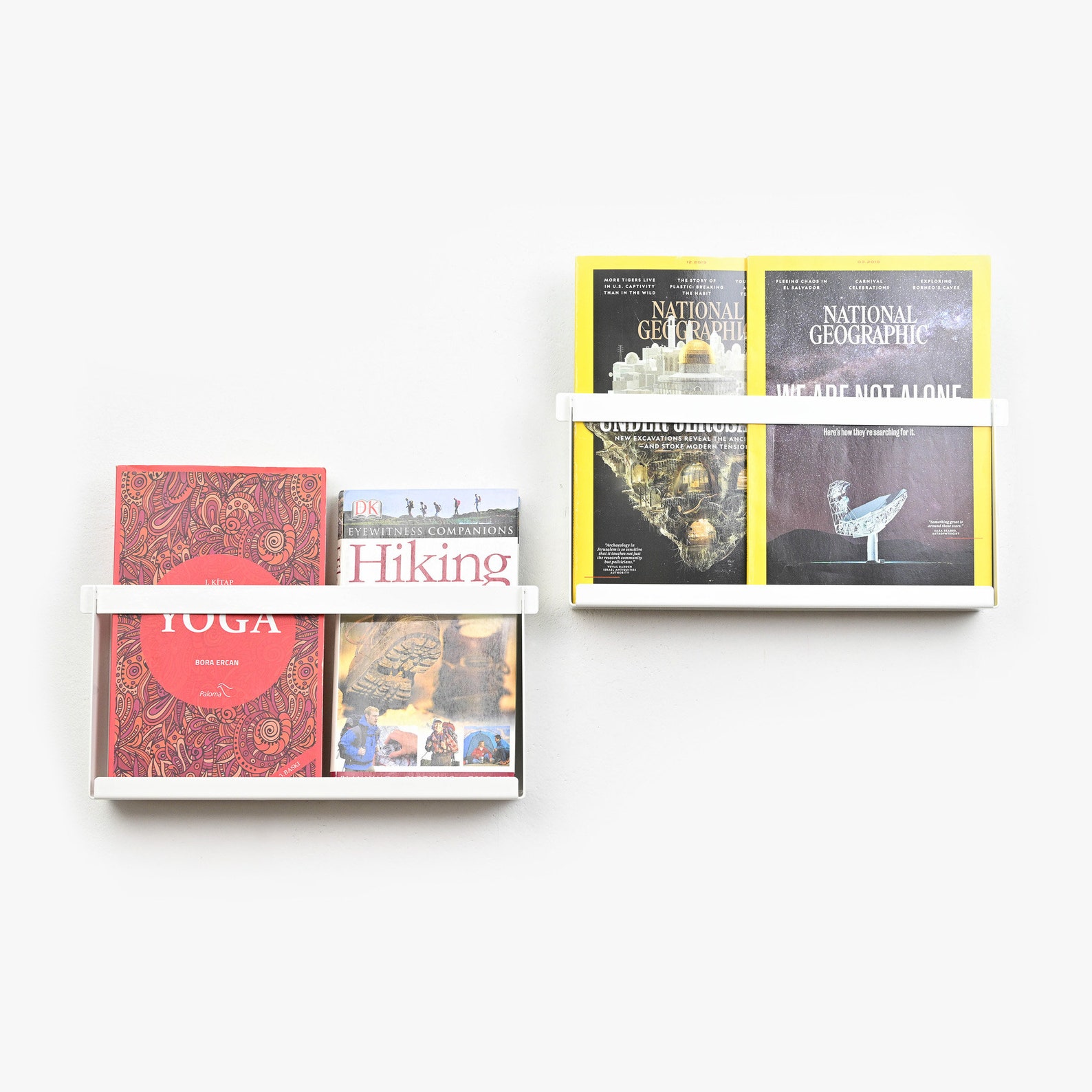 Black Wall Mounted Magazine Holder / Book Shelf / Floating Magazine ...