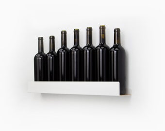 Metal Bar Shelf / White Bottle Display / Wall Hanging Liquor Rack / Barware / Whiskey Bar Display / Wine Glass Holder / Groomsmen gifts