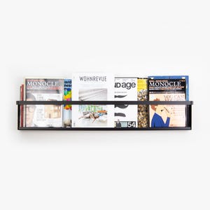 Black Wall Mounted Magazine Holder / Book Shelf / Floating Magazine ...