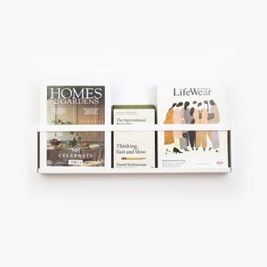 Wall Mounted Magazine Holder / White Book Shelf / Floating Magazine Rack by Manyfold Store / Newspaper Holder/ Dorm Room Shelf/ Office Rack
