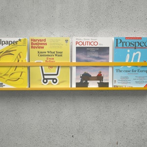 Wall Magazine Rack / White Wall Mounted Magazine Holder / / Minimalist Book Shelf / Modern Book Shelves / Gift For Him / Magazine Display / image 9