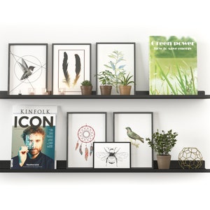 Metal Floating Shelves / Black Floating Shelf / Minimal Shelves / Metal Painted Shelves / Wall Mounted Shelves / Deep Picture Ledge image 8