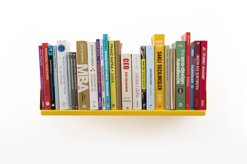 Yellow Bookshelf Decor / Display Shelf / Rustic Shelves Wall Etsy