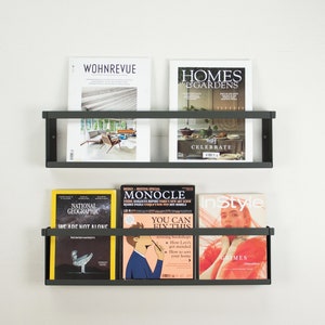Wall Magazine Rack / White Wall Mounted Magazine Holder / / Minimalist Book Shelf / Modern Book Shelves / Gift For Him / Magazine Display / image 3