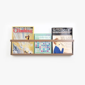 Metal Magazine Rack / Wall Hanging Book Shelf / Wall Decor / Book Storage / Minimalist Magazine Shelf / Brown Bookshelf / Office Storage