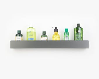 Metal Bathroom Shelf / Floating Make Up Storage / Wall Hanging Bathroom Rack / Gray Shampoo Shelf / Bathroom Decor / Minimalist Home Decor