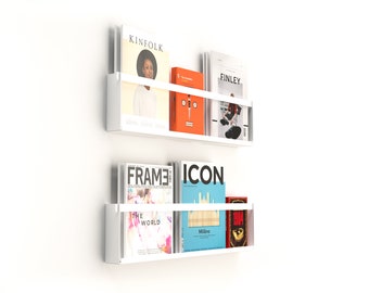 White Magazine Holder / Wall Mounted Magazine Rack / Minimalist Book Shelf / Modern Book Shelves / Gift For House / Housewarming Gift /