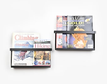 Black Wall Mounted Magazine Holder / Book Shelf / Floating Magazine Rack by Manyfold Store / Newspaper Holder / Dorm Room Shelf /