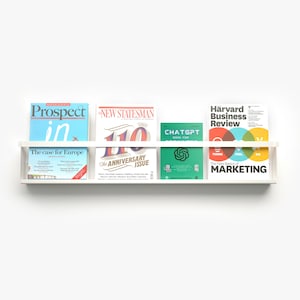 Floating Magazine Rack / Wall Mounted Book Holder Scandinavian Style / Minimalist Book Display / Storage for Office/ Industrial Home Decor