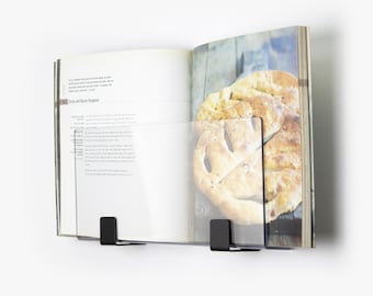 Cookbook Stand / Clear Acrylic Magazine Holder / Gray Magazine Rack / Transparent Floating Shelf / Kitchen Decor / Minimalist Kitchen Shelf
