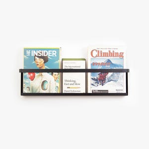 Black Wall Mounted Magazine Holder / Book Shelf / Floating Magazine ...