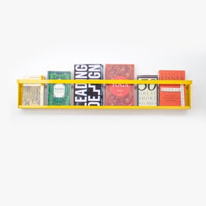 Wall Mounted Magazine Holder / Yellow Book Shelf / Floating Magazine Rack / Newspaper Holder / Dorm Room Shelf / Narrow Magazine Rack