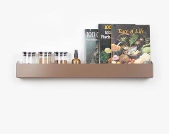 Kitchen Shelf / Brown Cookbook Stand / Metal Kitchen Rack / Floating Spice Rack / Wall Mounted Kitchen Storage / Over the Sink Organizer /
