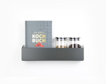 Cookbook Stand / Floating Kitchen Shelf/ Spice Jar Organizer / Wall Mount  Rack / Metal Supplement Storage / Space Saving Kitchen Shelves